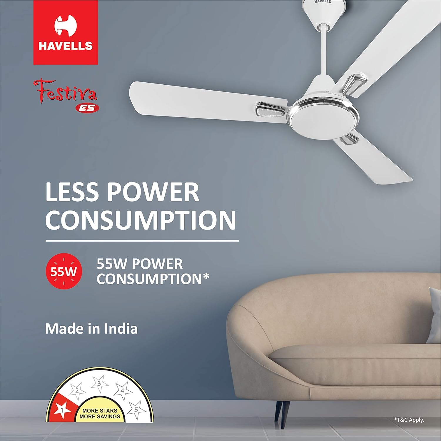 HAVELLS Festiva ES 1200 mm 3 Blades 55 W Pearl White Silver Ceiling Fans_1
