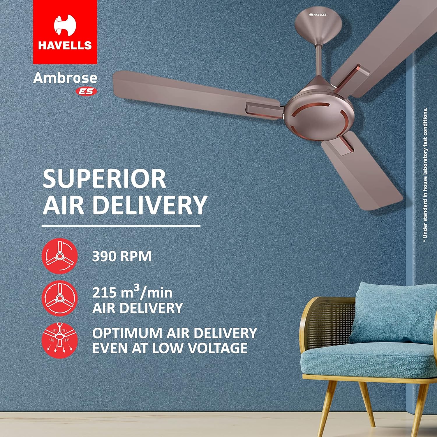 HAVELLS Ambrose ES 1200 mm 3 Blades 52 W Cola Espresso Brown Ceiling Fans_2