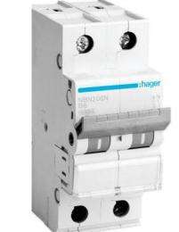 Hager h3 NCN206N Double Pole 6 A C Curve MCB_0