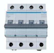 Hager h3 NCN406N Four Pole 6 A C Curve MCB_0
