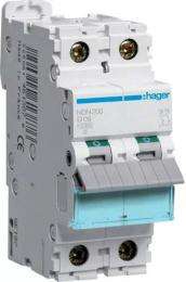 Hager h3 NDN206N Double Pole 6 A D Curve MCB_0