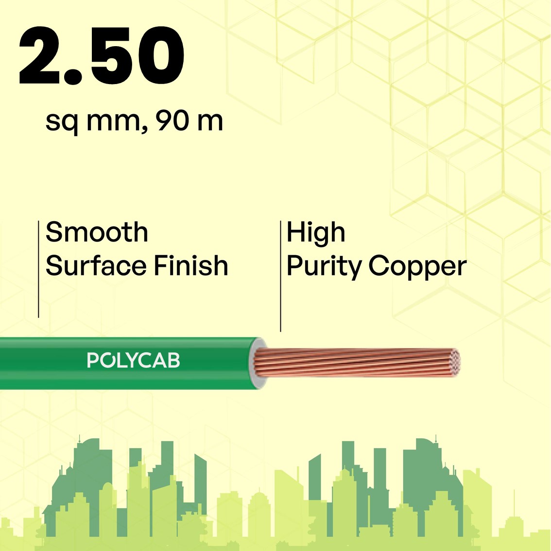 Polycab 2.5 sqmm MAXIMA+ HR FR LSH LF Electric Wire Green 90 m_2