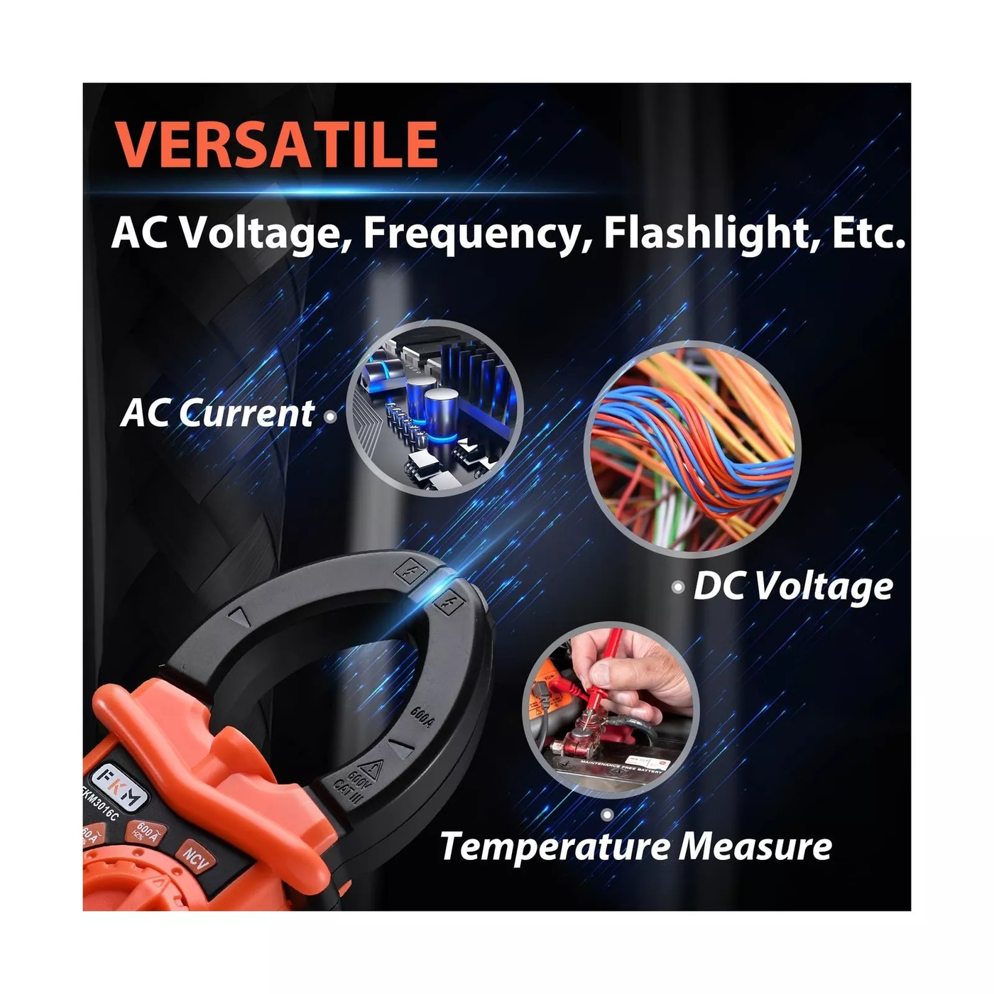 FKM 3016C 1mA-600A 1mV-600V AC DC Clamp Meter_2