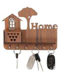 Key Stands Wood 270 x 170 mm 6 Hooks Brown_0