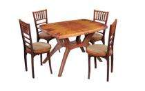 Swagath Plastic 4 Seater Modern Dining Table Set Rectangular Brown_0