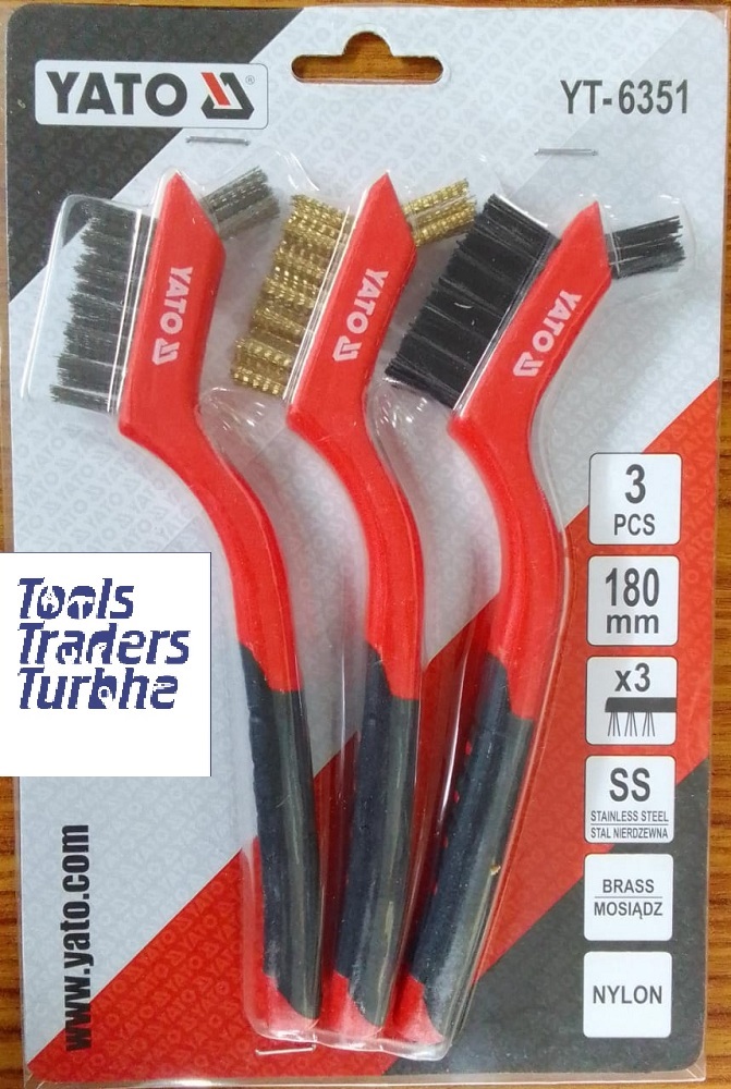YATO 3 Wire Brushes YT-6351 180 mm Stainless Steel 10 mm_2