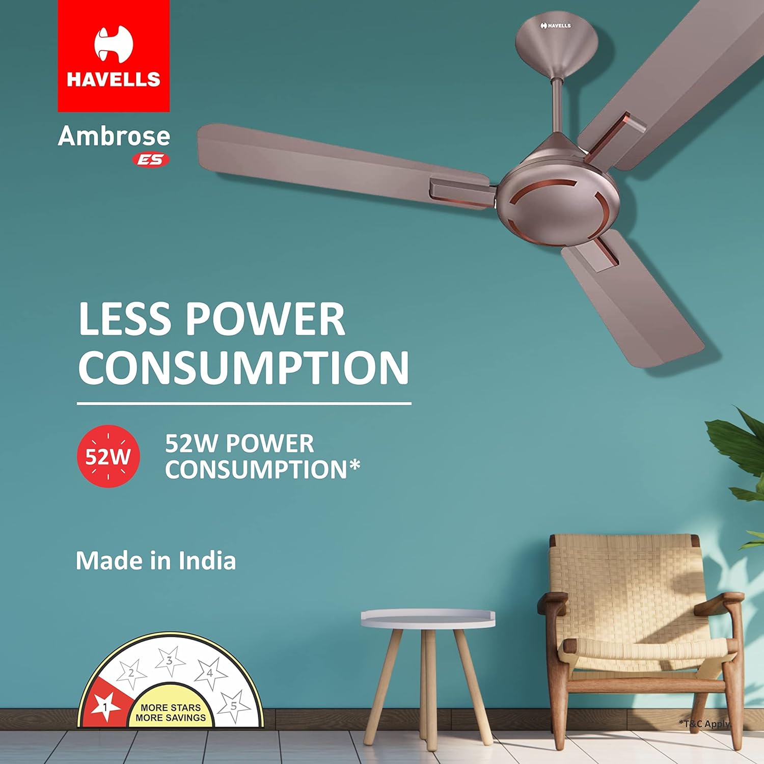 HAVELLS Ambrose ES 1200 mm 3 Blades 52 W Cola Espresso Brown Ceiling Fans_1