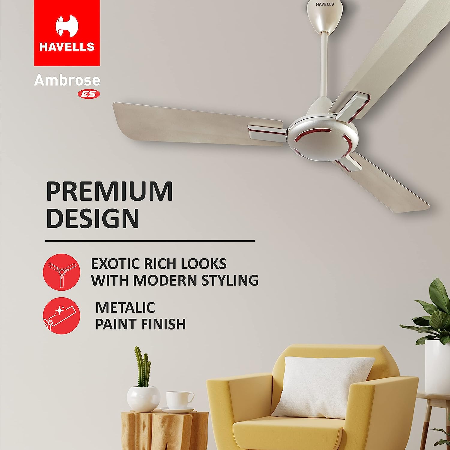 HAVELLS Ambrose ES 1200 mm 3 Blades 52 W Gold Mist Wood Ceiling Fans_3
