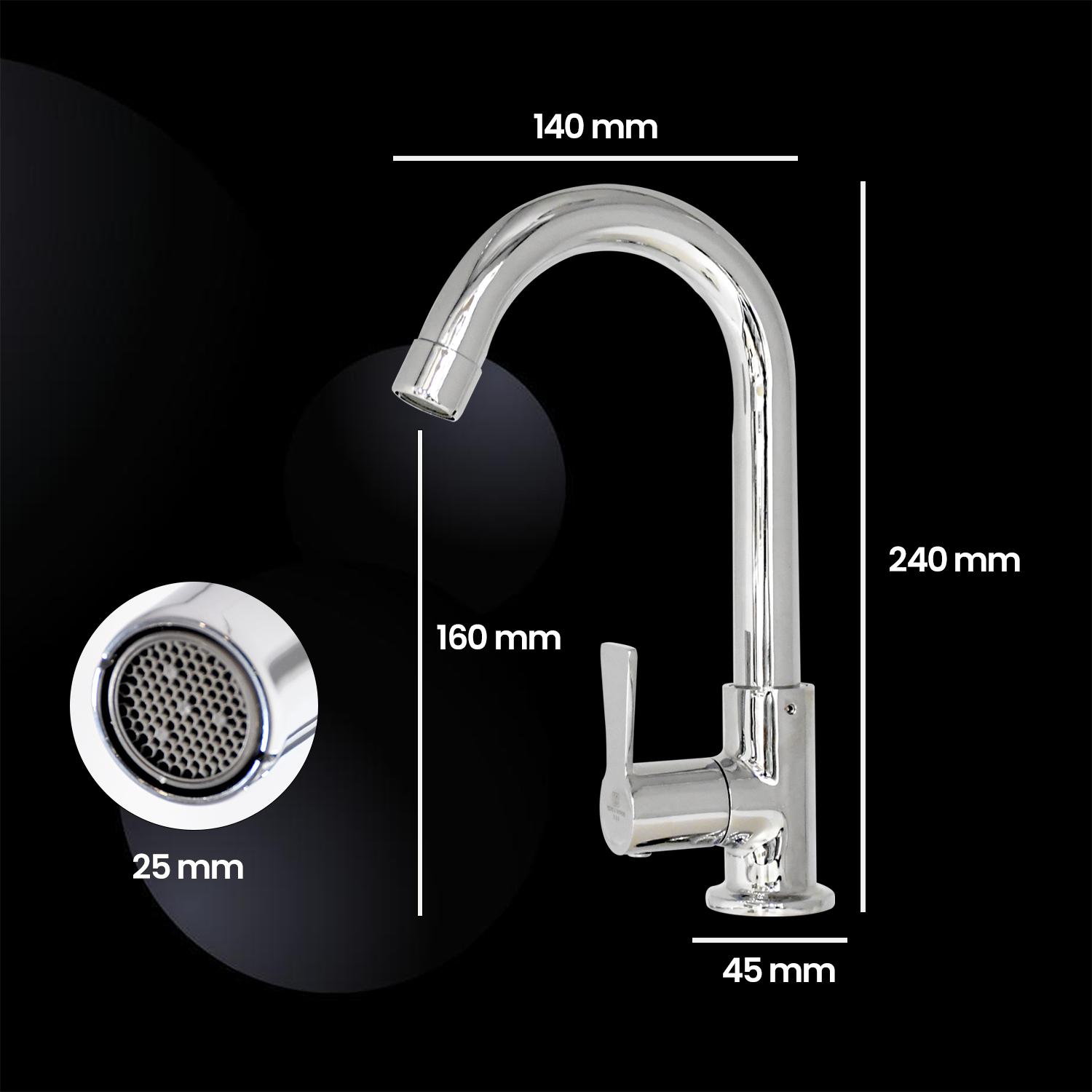 D&B Bathware Chrome plated Swan Neck Faucet Piccolo-3212_1