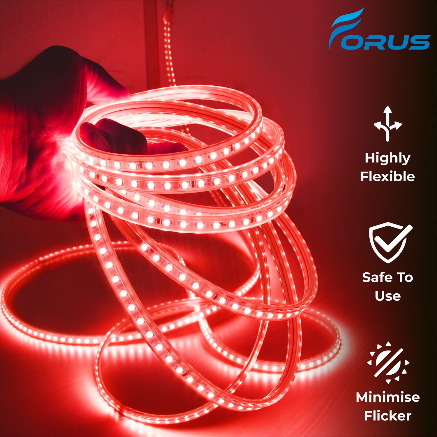FORUS Red 50 m IP65 LED Rope Light_2