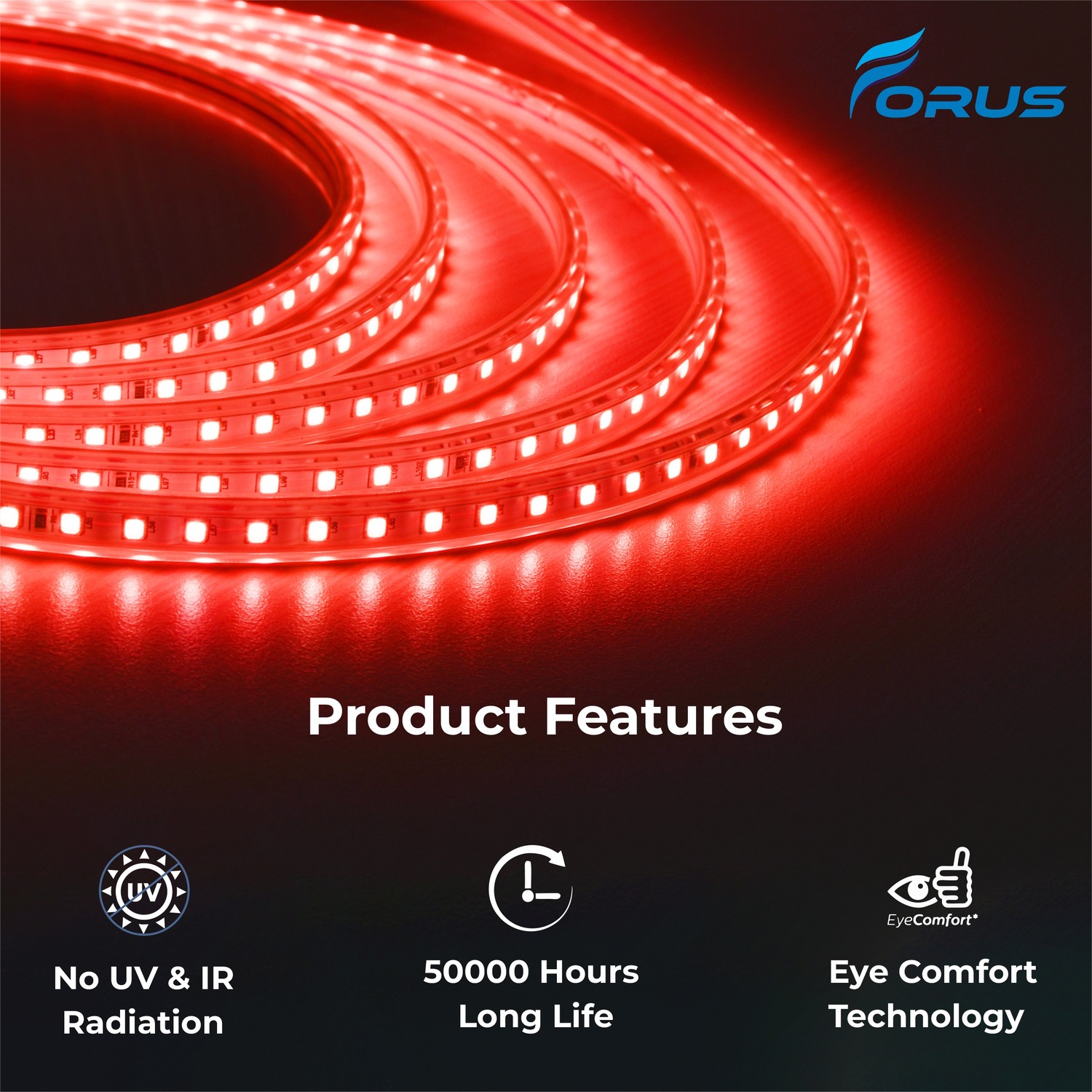 FORUS Red 50 m IP65 LED Rope Light_3