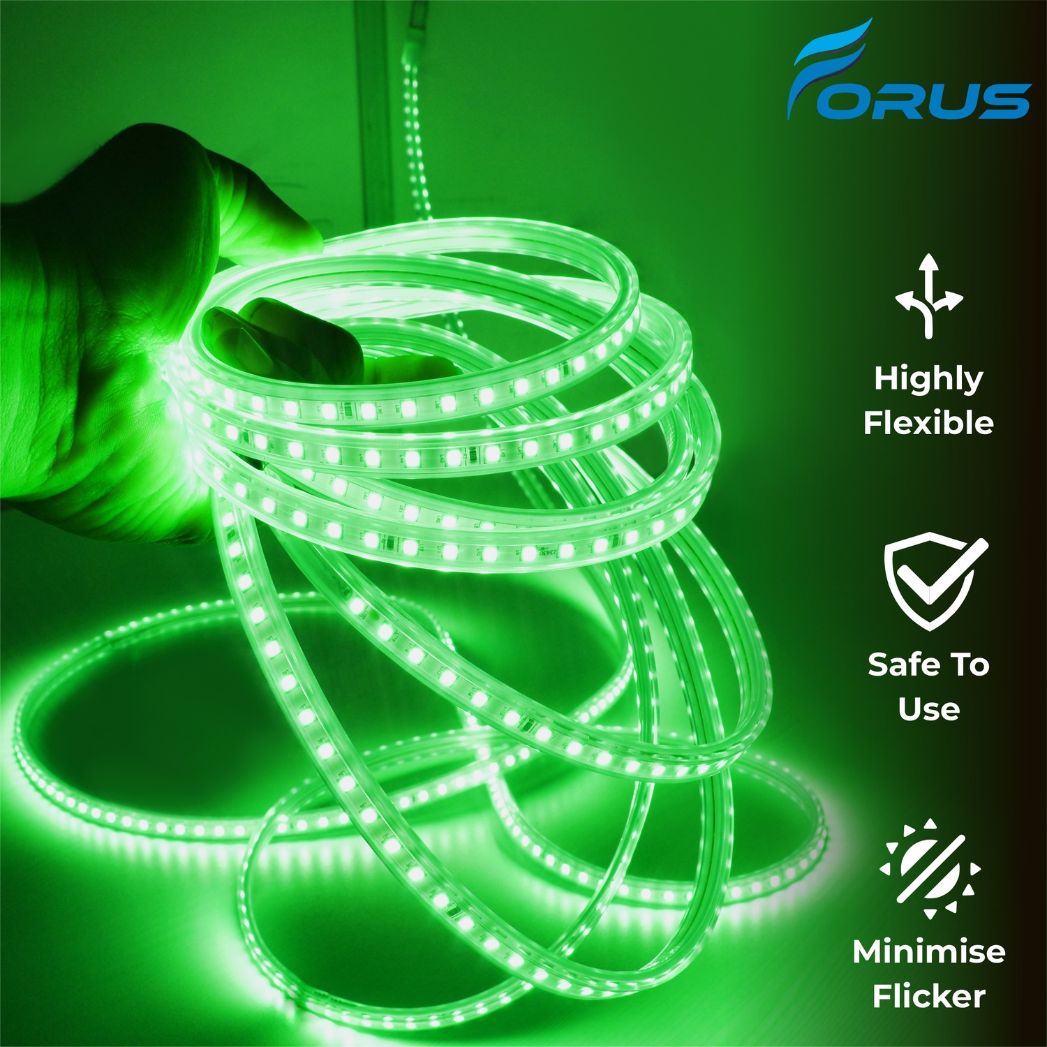 FORUS Green 50 m IP65 LED Rope Light_2
