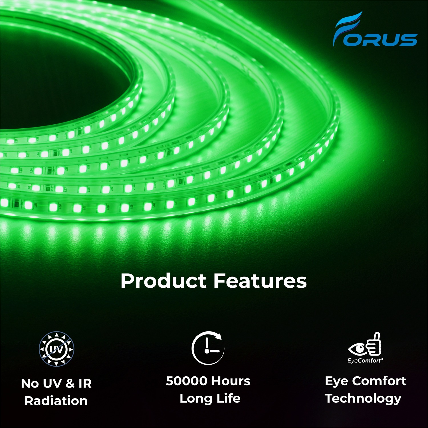 FORUS Green 50 m IP65 LED Rope Light_3