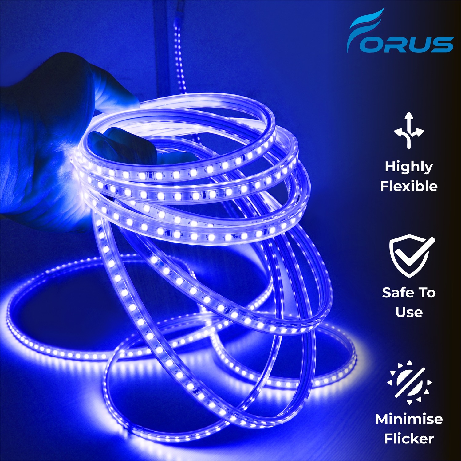 FORUS Blue 20 m IP65 LED Rope Light_2