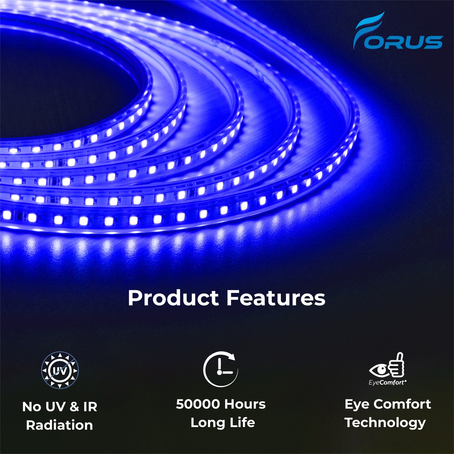 FORUS Blue 20 m IP65 LED Rope Light_3