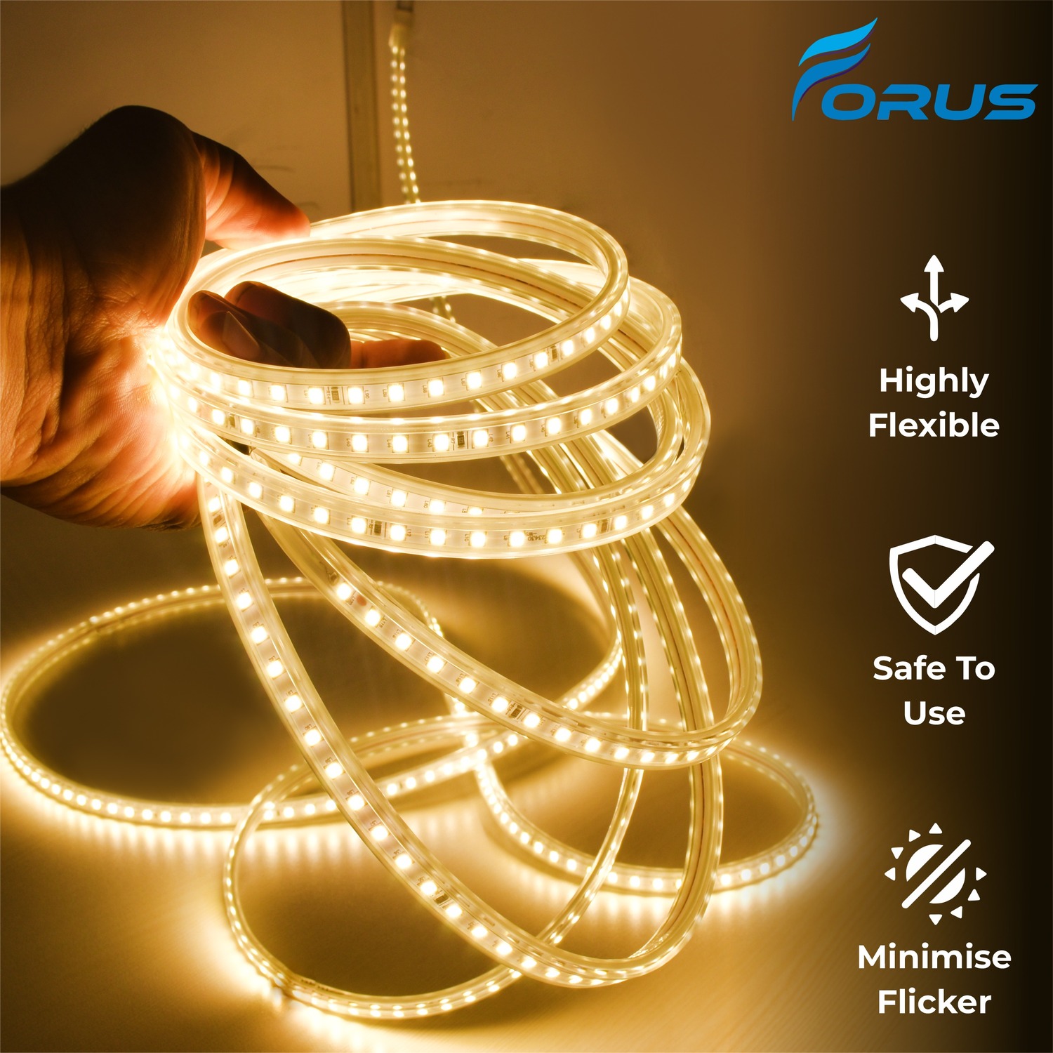 FORUS Warm White 50 m IP65 LED Rope Light_2