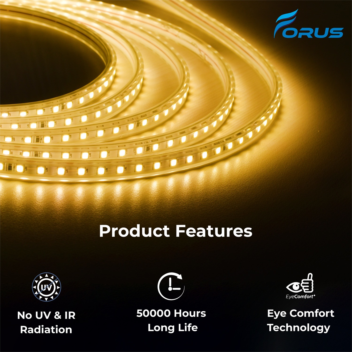 FORUS Warm White 50 m IP65 LED Rope Light_3