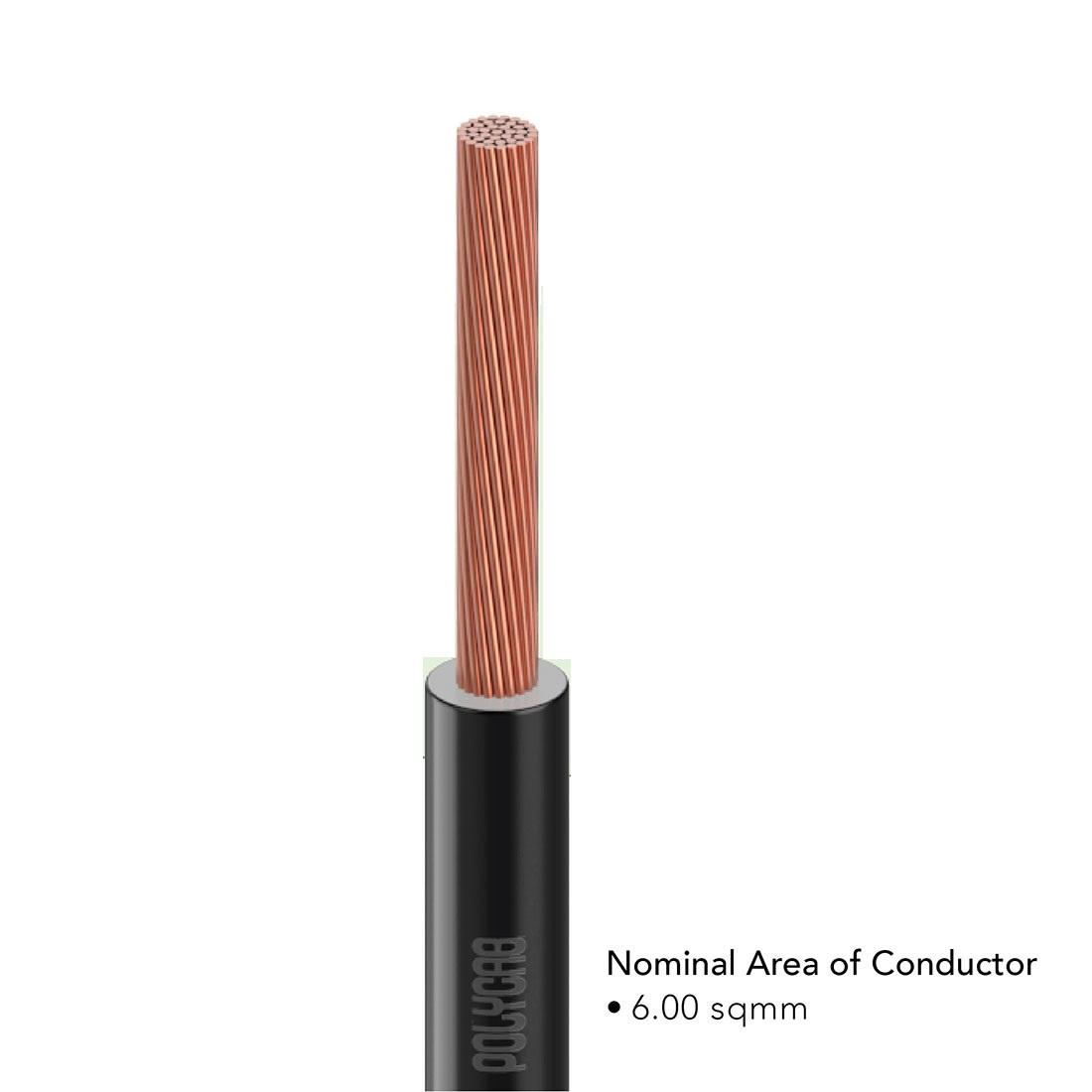 Polycab 6 sqmm FRLF Electric Wire Black 90 m_2