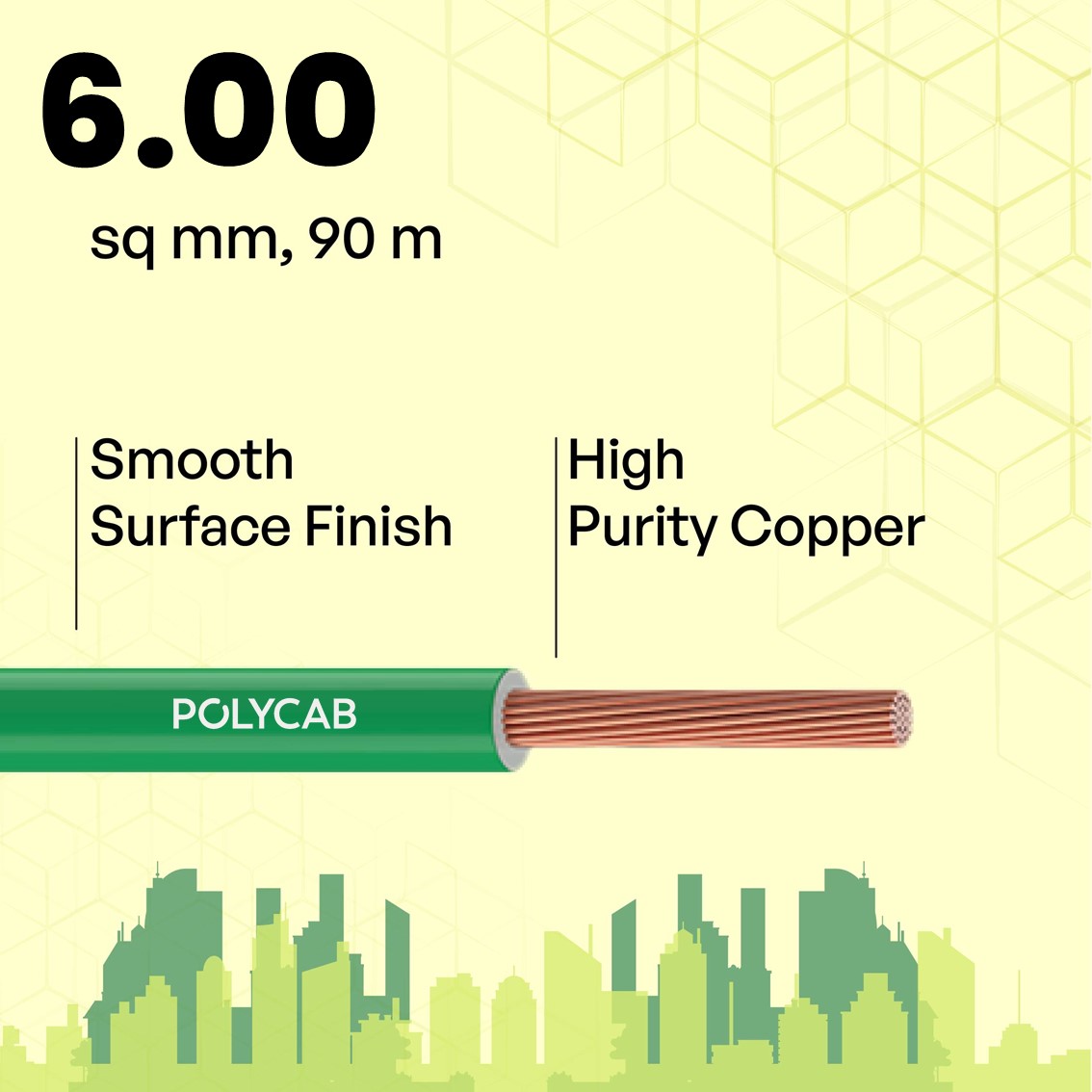 Polycab 6 sqmm MAXIMA+ HR FR LSH LF Electric Wire Green 90 m_2