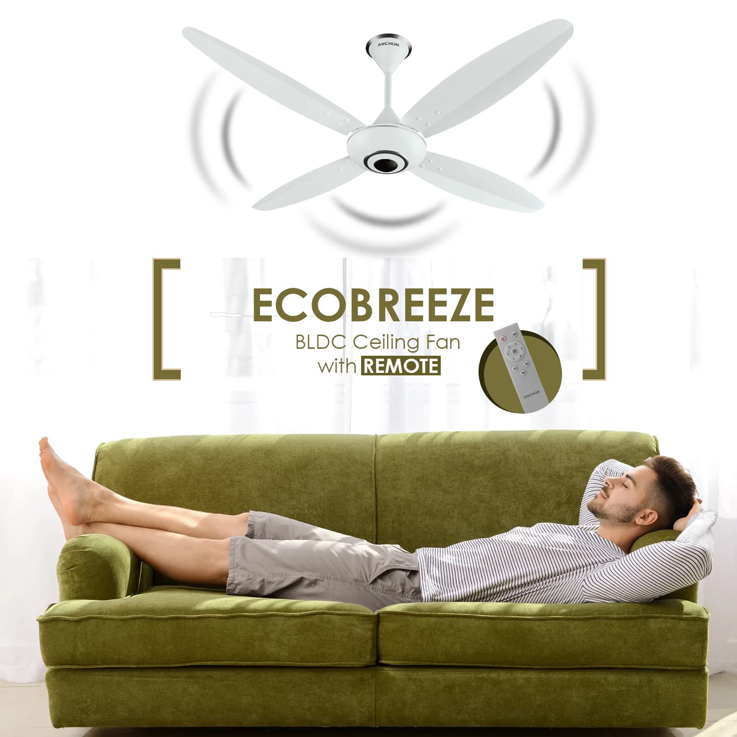 ANCHOR Eco Breeze 1200 mm 4 Blades 31 W Matt White Ceiling Fans_1