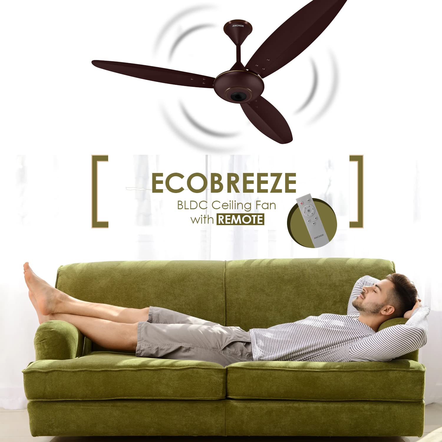 ANCHOR Eco Breeze 1200 mm 3 Blades 31 W Mocha Ceiling Fans_1