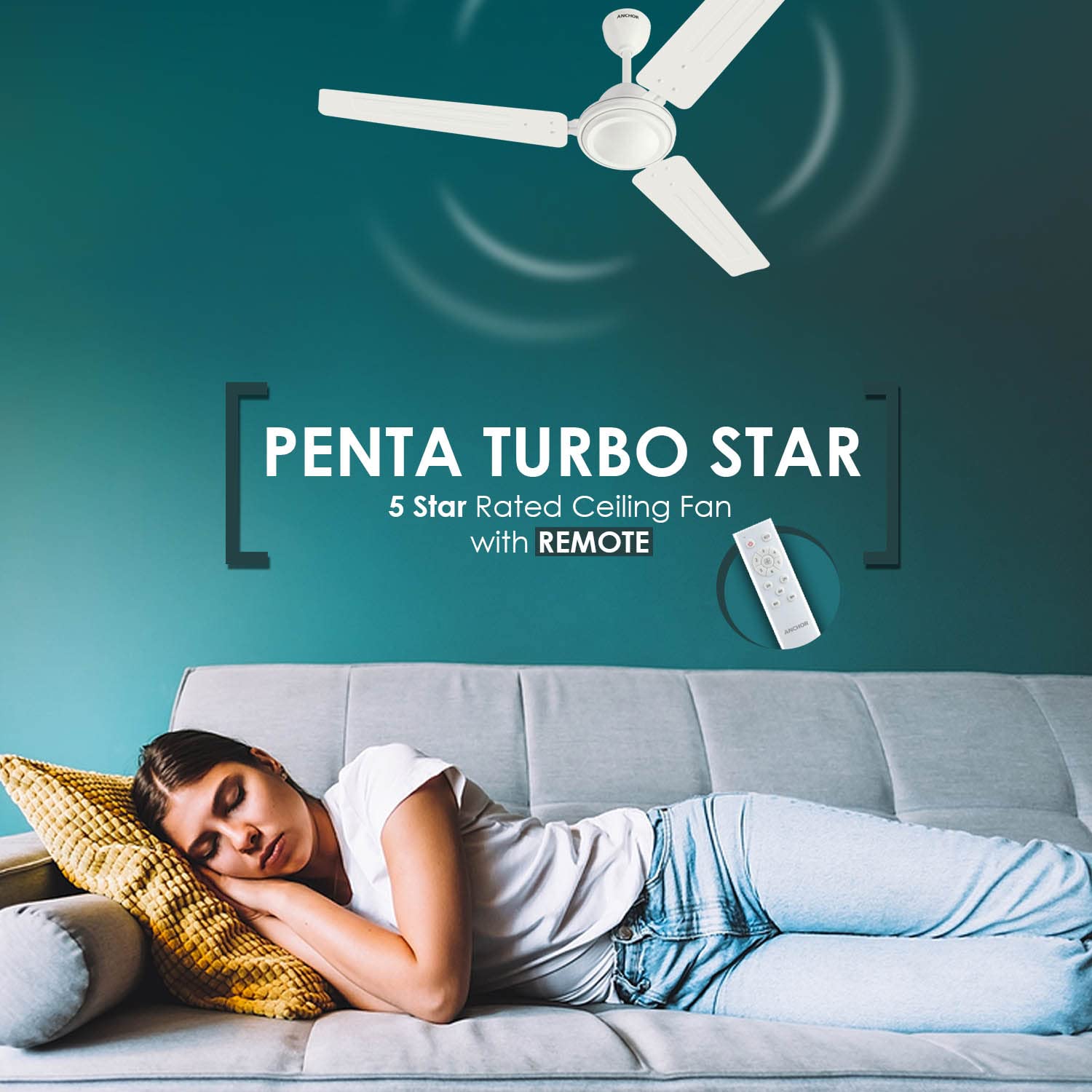 ANCHOR Penta Turbo Star 1200 mm 3 Blades 34 W Cream White Ceiling Fans_2