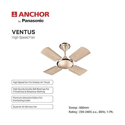 ANCHOR Ventus 600 mm 4 Blades 70 W Honey Gold Briken Ceiling Fans_2