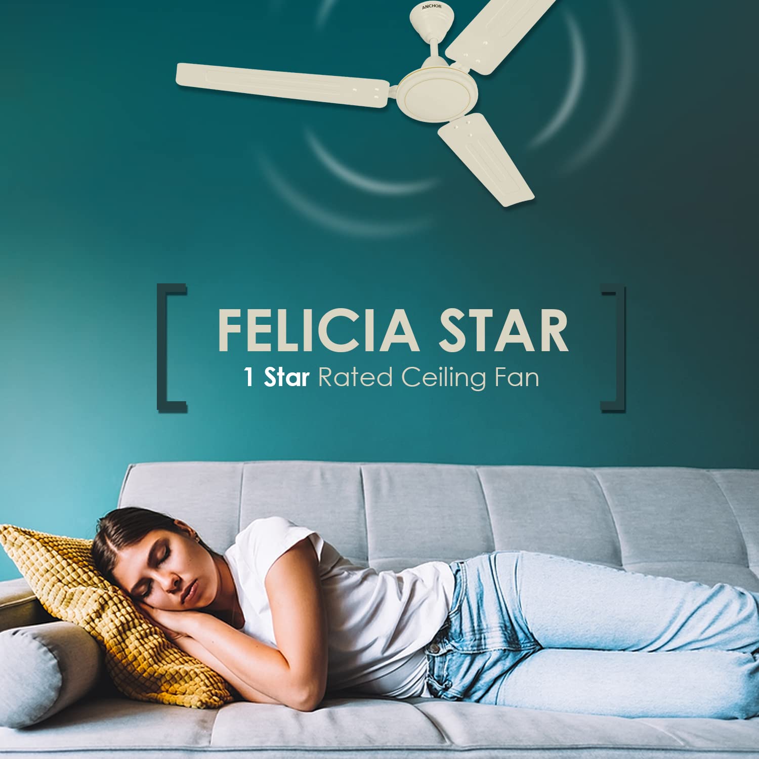 ANCHOR Felicia Star 1200 mm 3 Blades 50 W Glossy Ivory Ceiling Fans_2