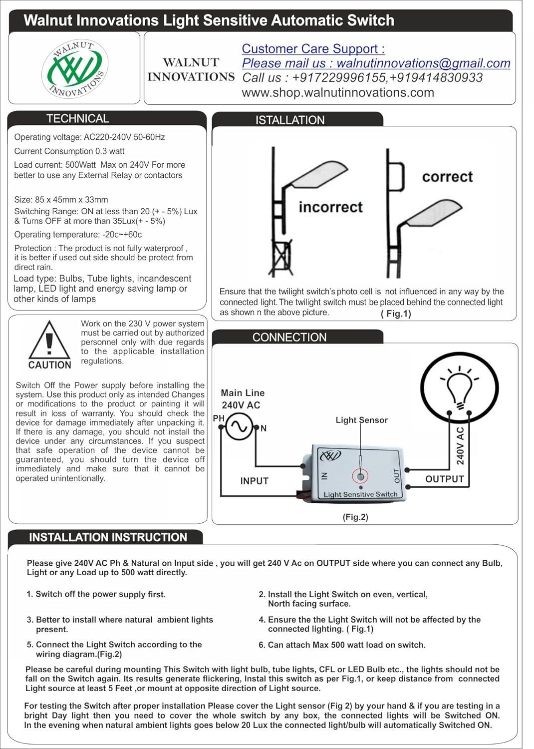 Walnut Innovations Light001 Photocell Switch Light Sensor_1