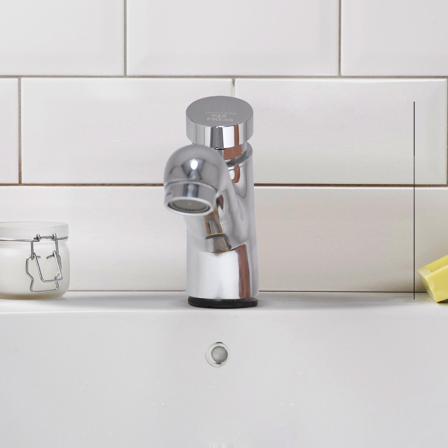 D&B Bathware Chrome Glossy Pillar Cock Faucet Auto Close Function_1