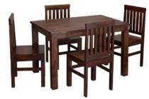 Wooden 4 Seater Traditional Dining Table Set Rectangular Brown_0