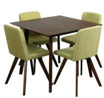 Wooden 4 Seater Modern Dining Table Set Square Brown and Green_0