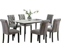 Wooden 6 Seater Modern Dining Table Set Rectangular Grey_0