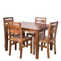 Wooden 4 Seater Modern Dining Table Set Rectangular Brown_0