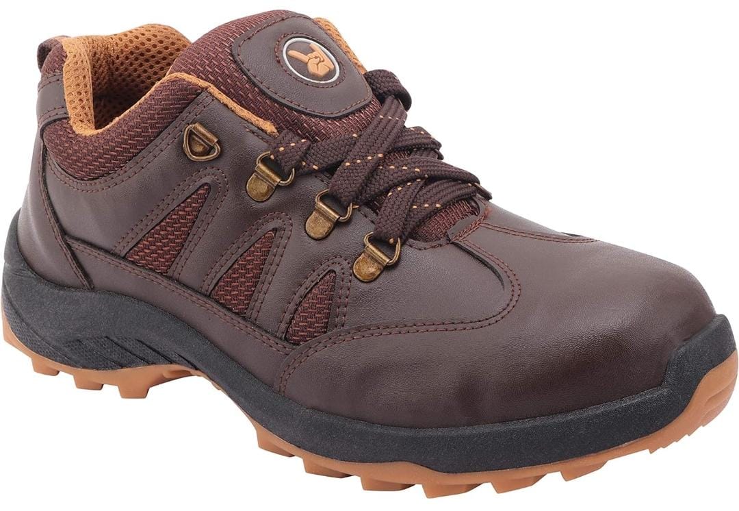 Hillson 1904 Robust Synthetic Leather Upper Metal Toe Safety Shoes Brown_1