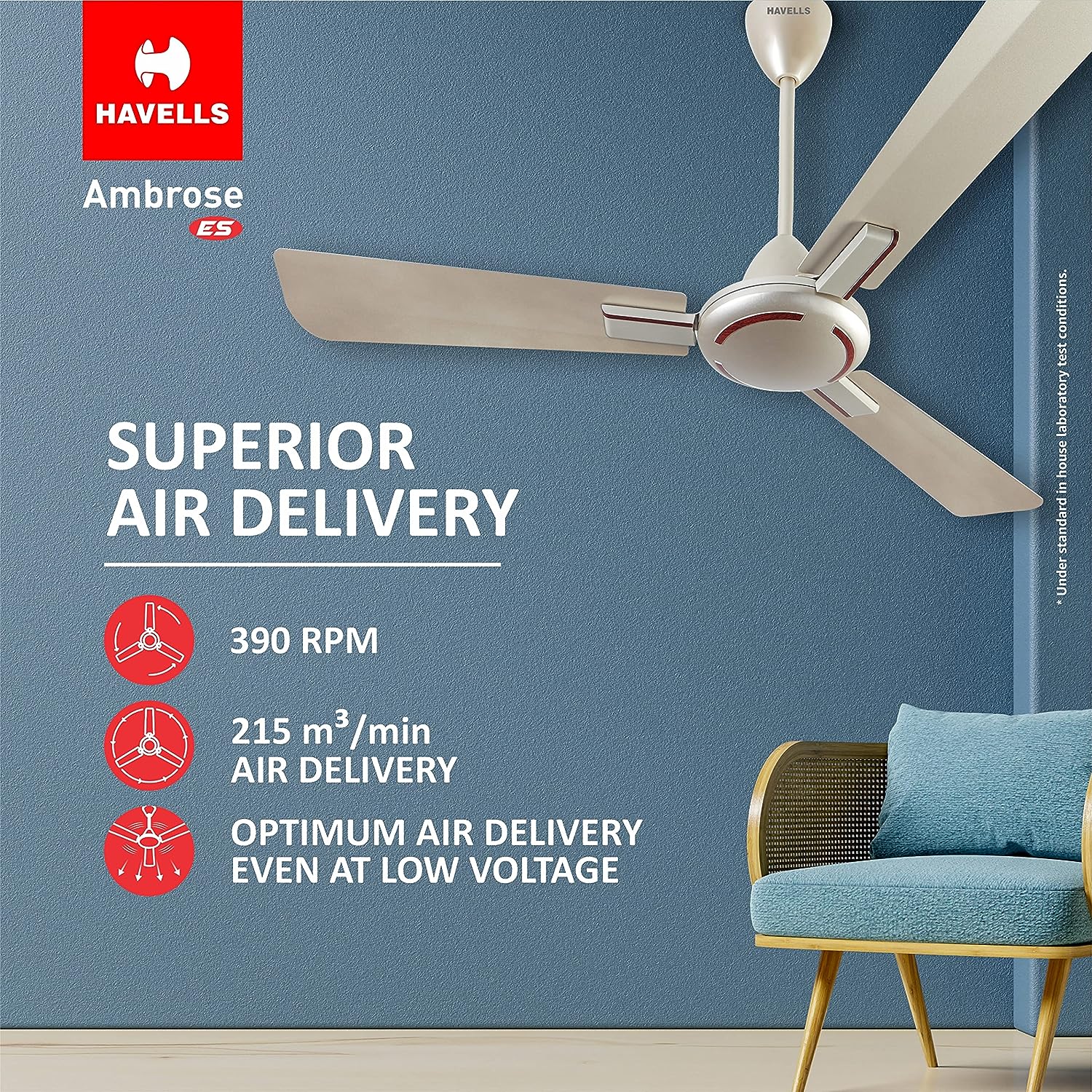 HAVELLS Ambrose ES 1200 mm 3 Blades 52 W Gold Mist Wood Ceiling Fans_4