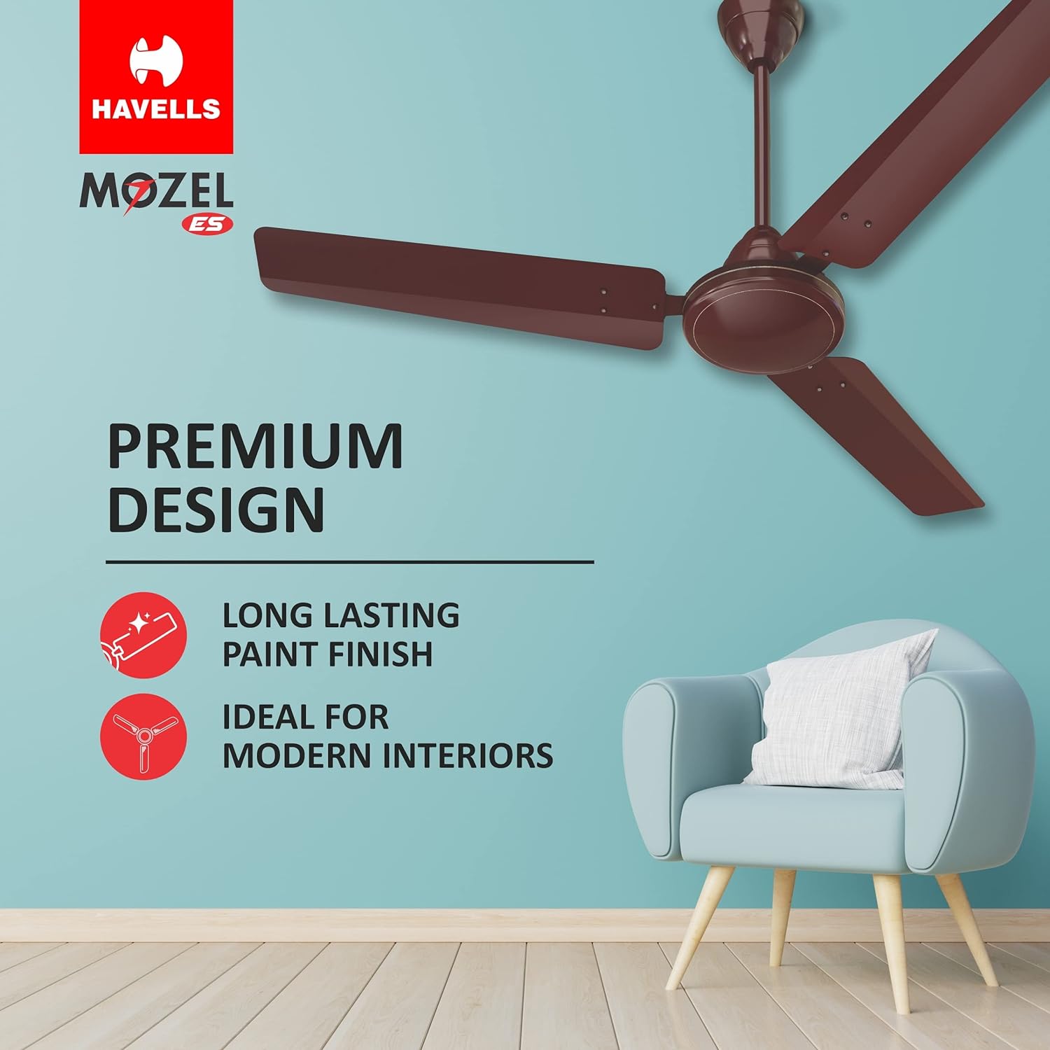 HAVELLS MOZEL ES 1200 mm 3 Blades 55 W Brown Ceiling Fans_1