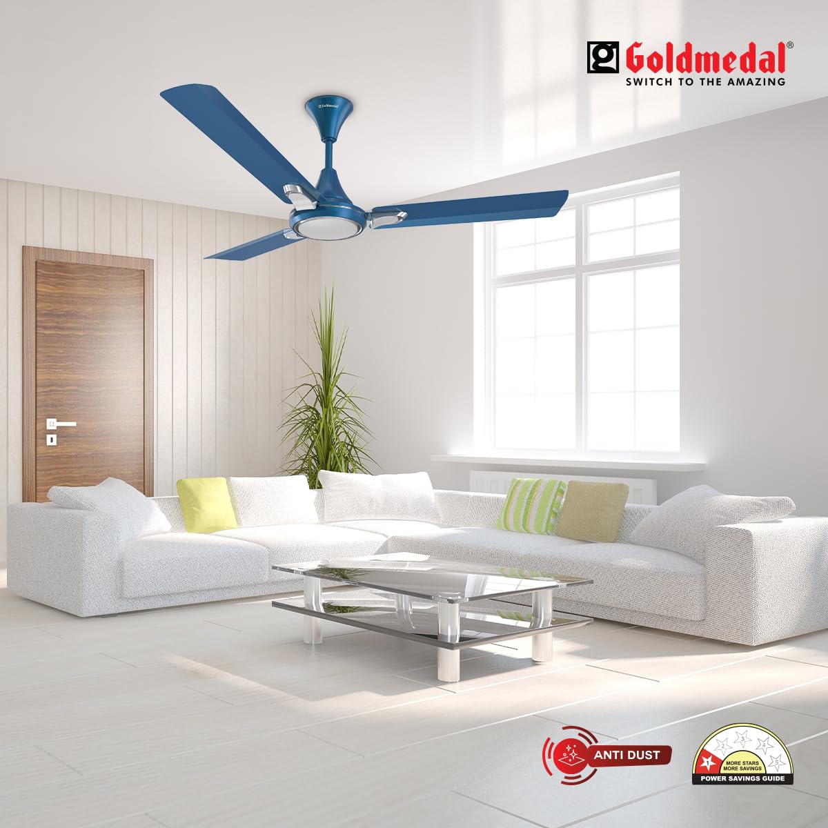 Goldmedal Senora 1200 mm 3 Blades 52 W Cobalt Silver Ceiling Fans_1
