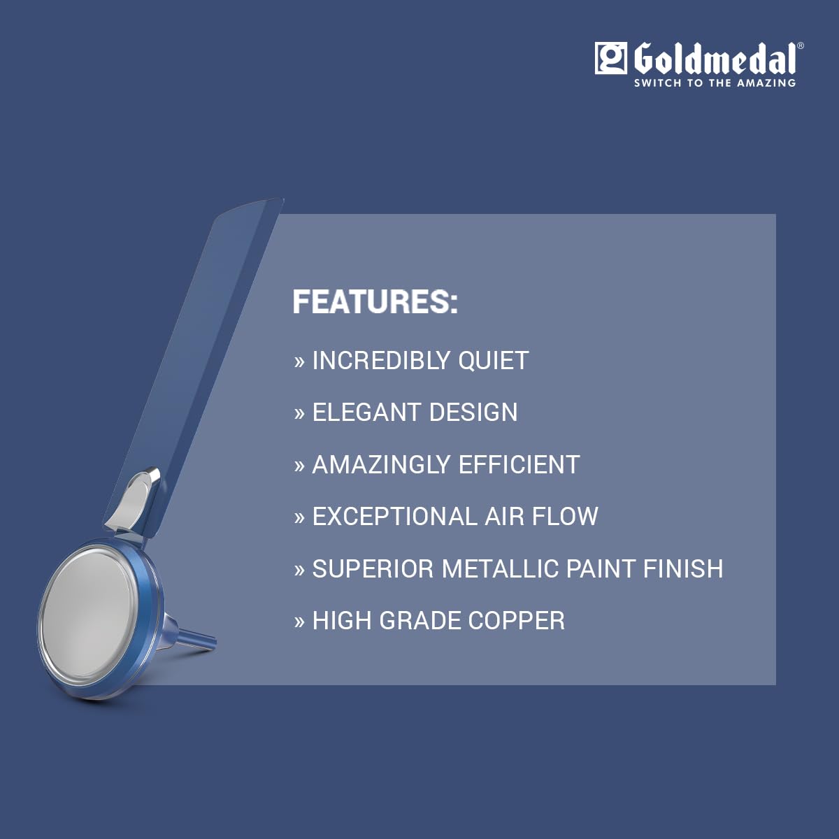 Goldmedal Senora 1200 mm 3 Blades 52 W Cobalt Silver Ceiling Fans_3