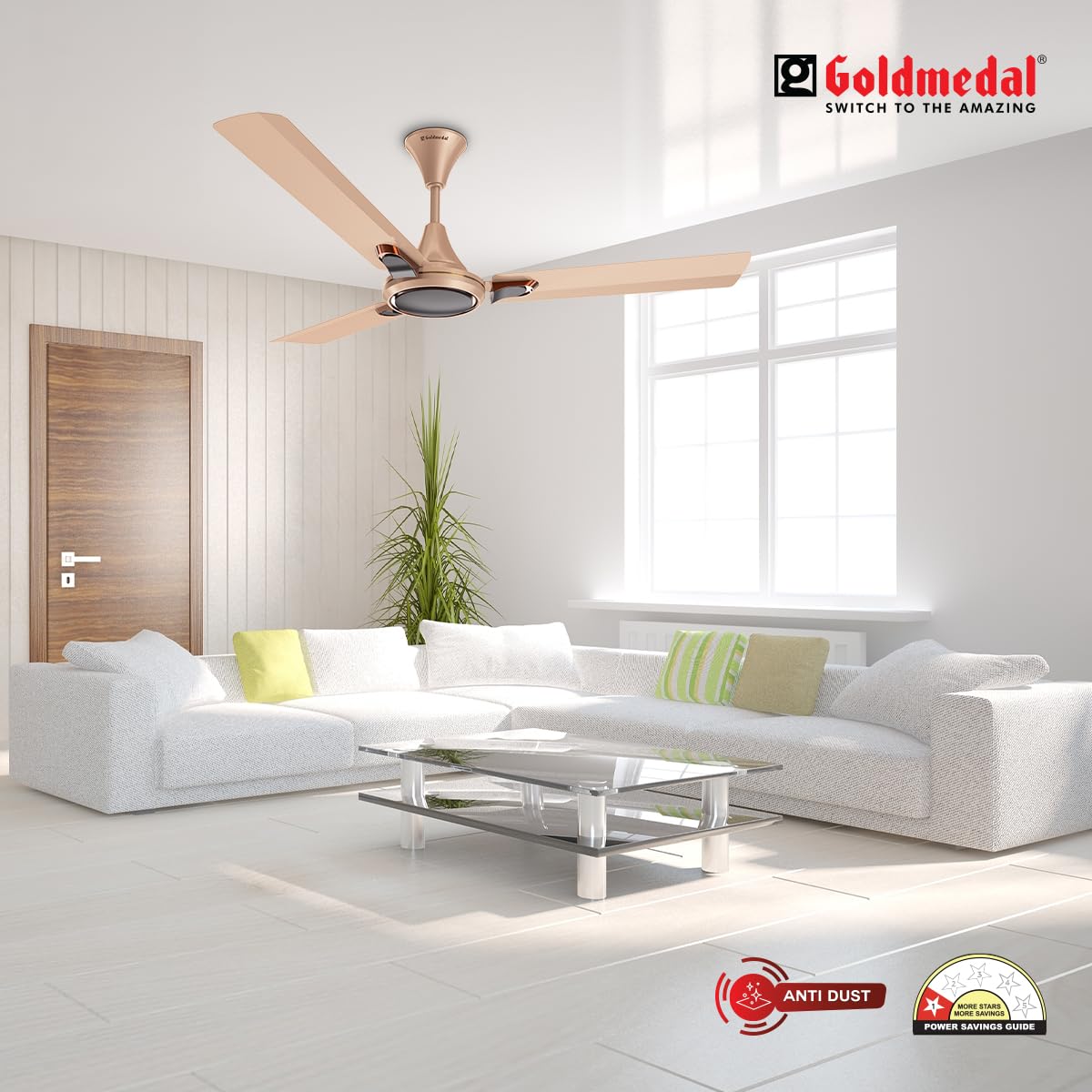Goldmedal Senora 1200 mm 3 Blades 52 W Midas Gold Ceiling Fans_1