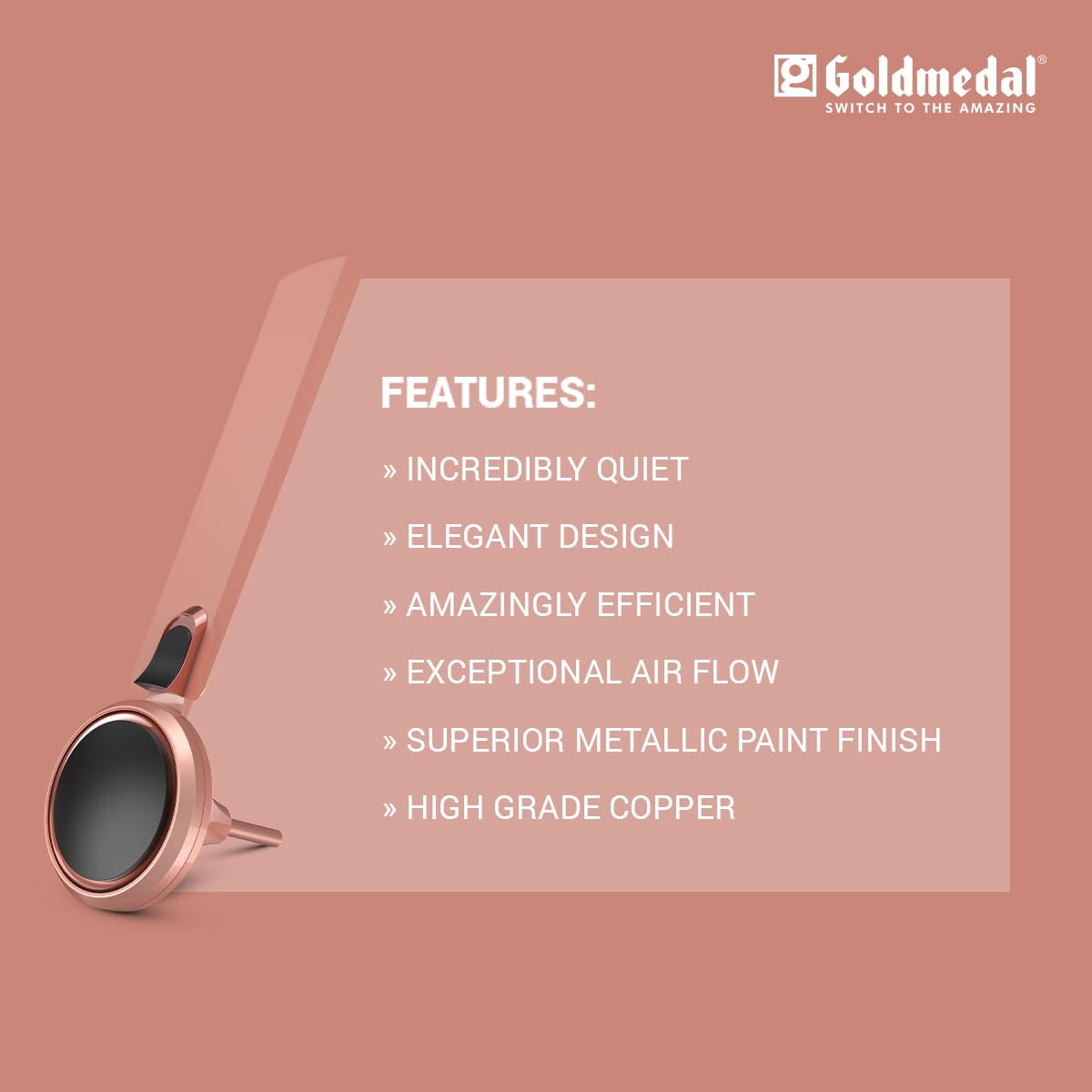 Goldmedal Senora 1200 mm 3 Blades 52 W Rose Gold Ceiling Fans_3