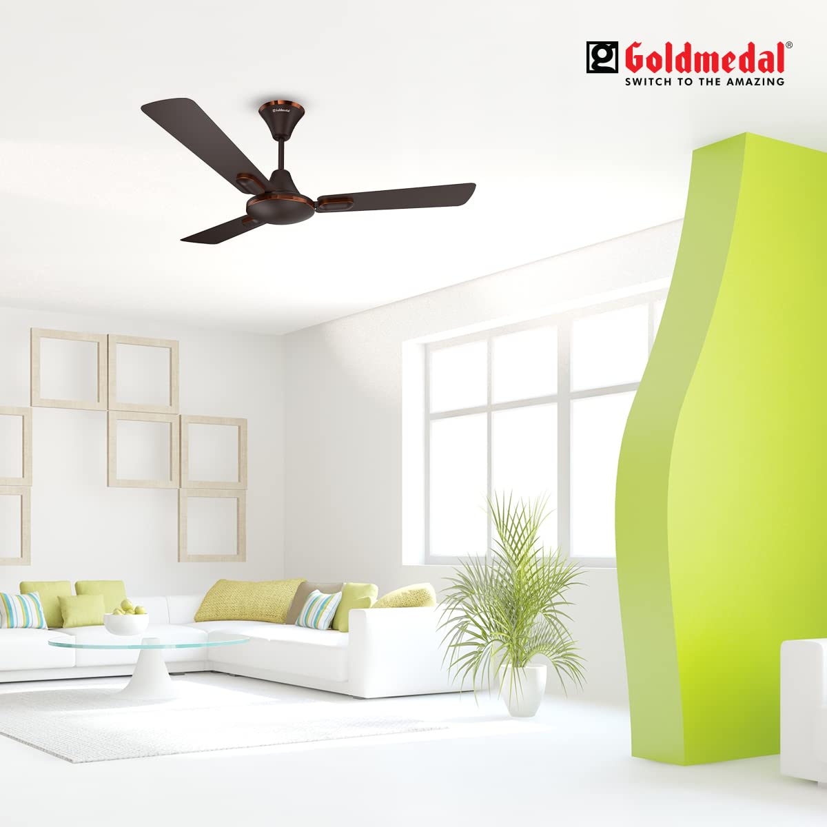 Goldmedal Hoopla 1200 mm 3 Blades 53 W Burgundy Brown Ceiling Fans_3