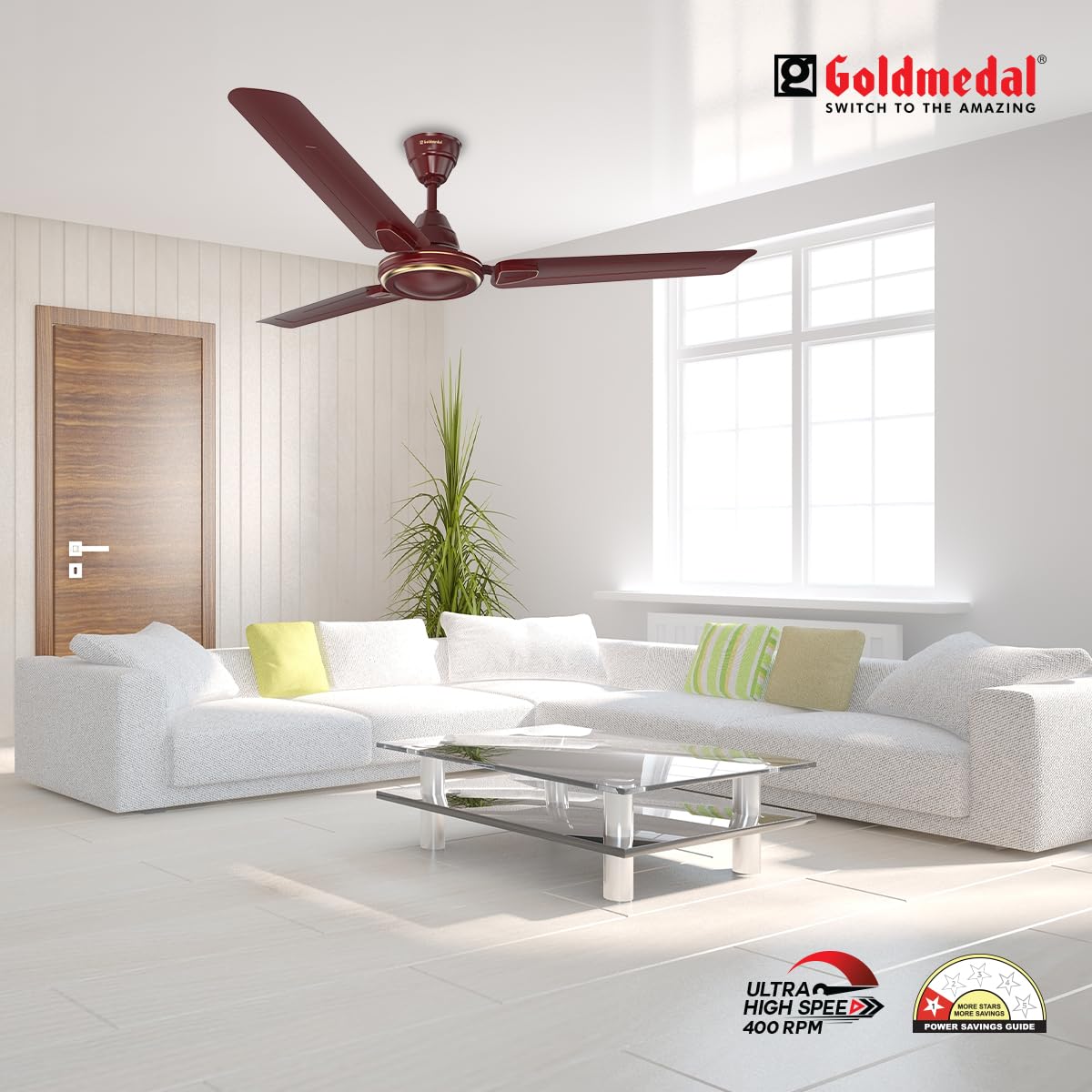 Goldmedal Gati Deco 1200 mm 3 Blades 50 W Brown Ceiling Fans_1