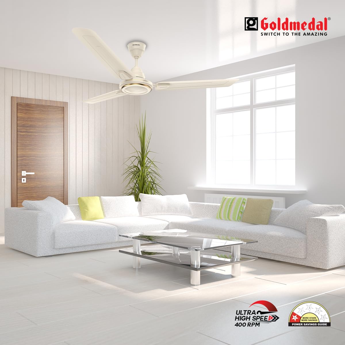 Goldmedal Gati Deco 1200 mm 3 Blades 50 W Ivory Ceiling Fans_1