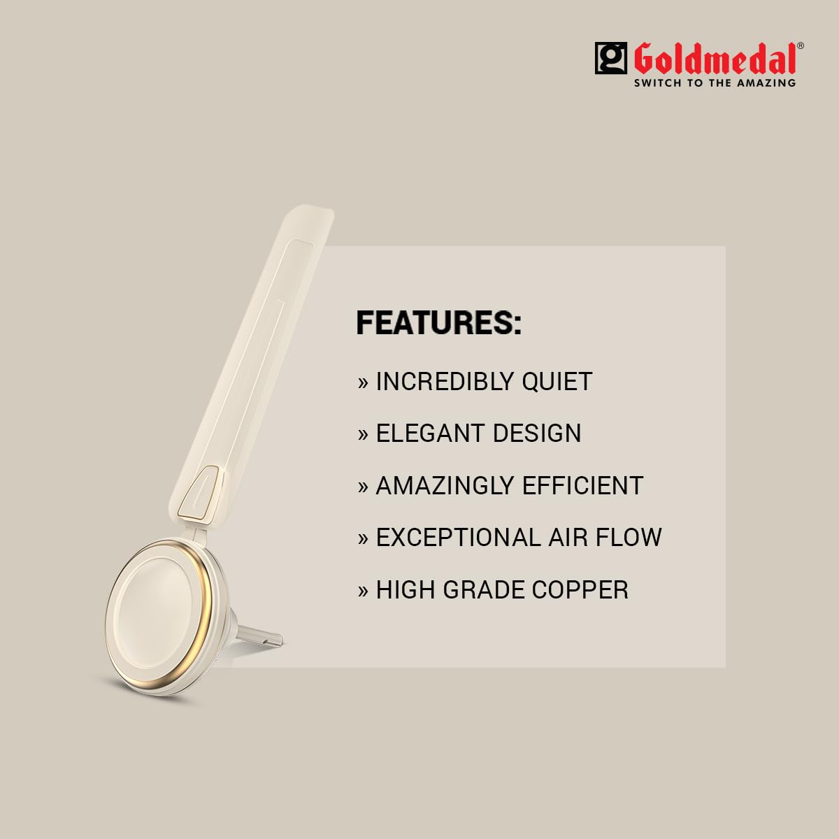 Goldmedal Gati Deco 1200 mm 3 Blades 50 W Ivory Ceiling Fans_3