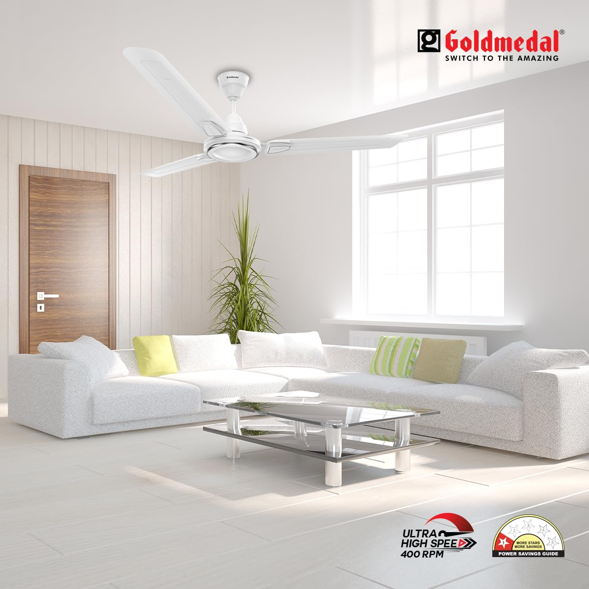 Goldmedal Gati Deco 1200 mm 3 Blades 50 W White Ceiling Fans_1