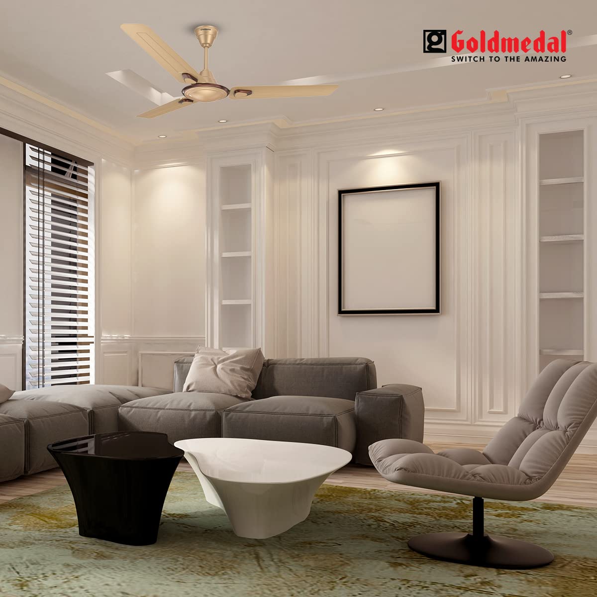 Goldmedal Vector 1200 mm 3 Blades 52 W Tangy Blue Ceiling Fans_3