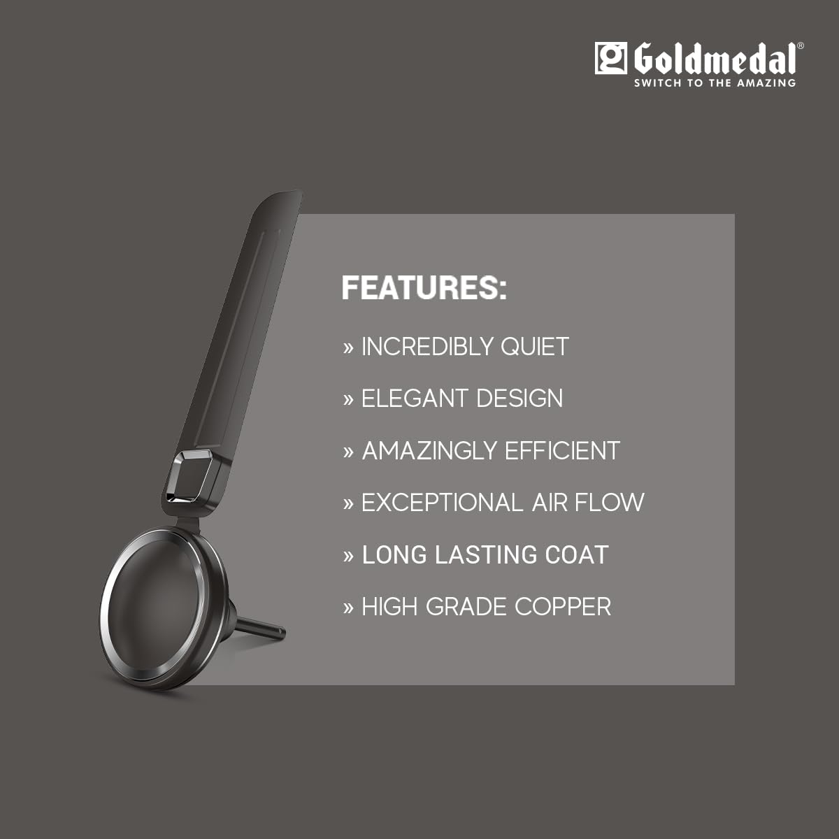 Goldmedal Air Crest 1200 mm 3 Blades 52 W Granite Grey Ceiling Fans_2