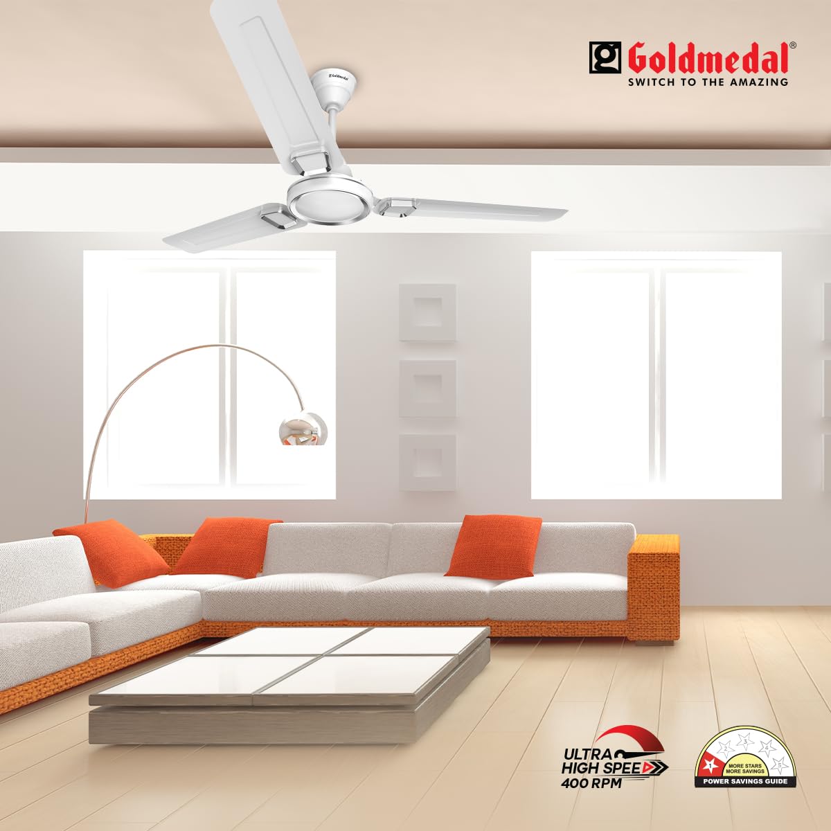 Goldmedal Air Crest 1200 mm 3 Blades 52 W Opal White Ceiling Fans_1