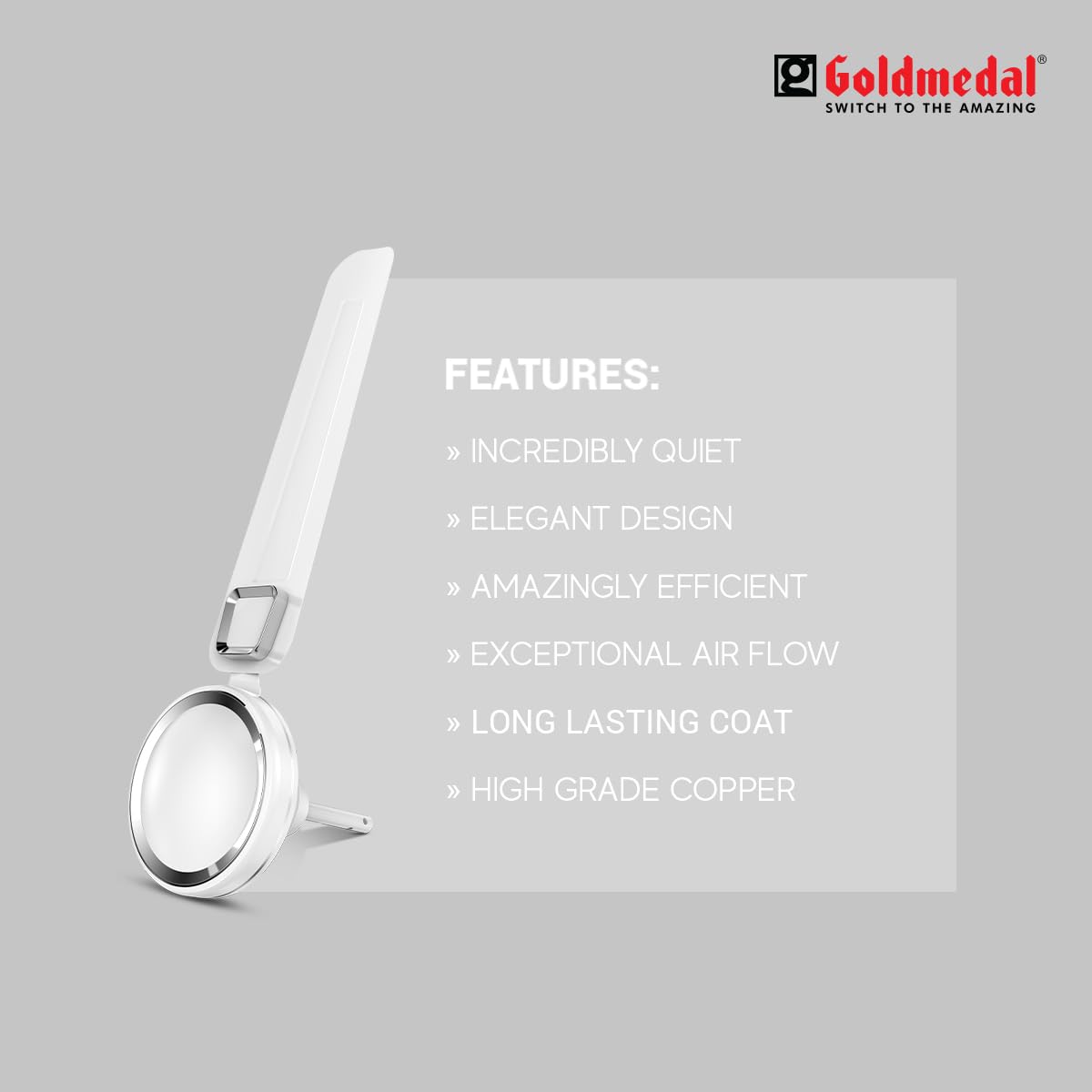 Goldmedal Air Crest 1200 mm 3 Blades 52 W Opal White Ceiling Fans_3